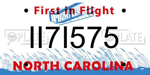 II7I575 North Carolina License Plate