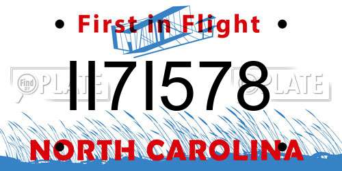 II7I578 North Carolina License Plate