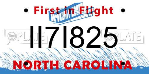 II7I825 North Carolina License Plate