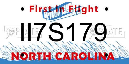 II7S179 North Carolina License Plate