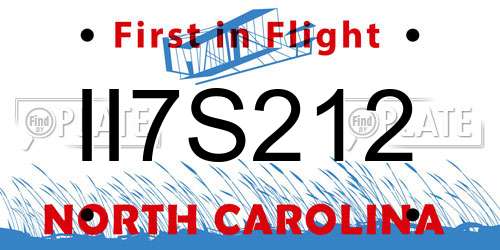 II7S212 North Carolina License Plate