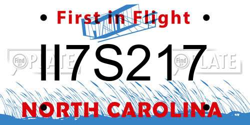 II7S217 North Carolina License Plate