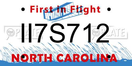II7S712 North Carolina License Plate