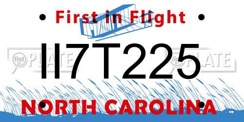 II7T225 North Carolina License Plate