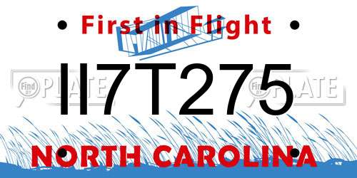 II7T275 North Carolina License Plate