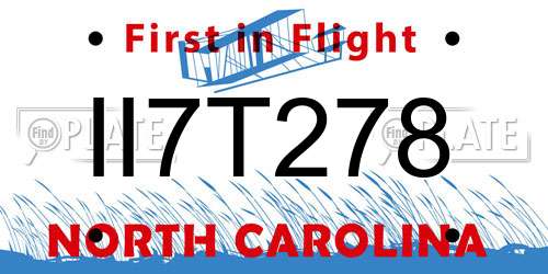 II7T278 North Carolina License Plate