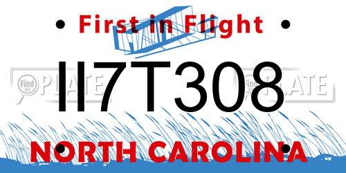 II7T308 North Carolina License Plate