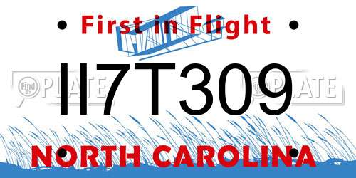 II7T309 North Carolina License Plate