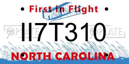 II7T310 North Carolina License Plate
