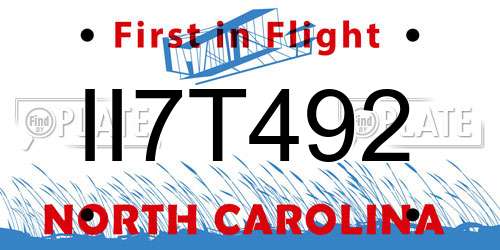II7T492 North Carolina License Plate
