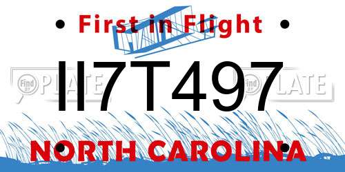 II7T497 North Carolina License Plate
