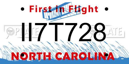 II7T728 North Carolina License Plate