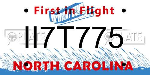 II7T775 North Carolina License Plate