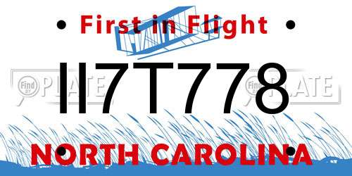 II7T778 North Carolina License Plate