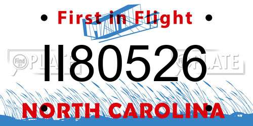 II80526 North Carolina License Plate