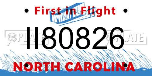 II80826 North Carolina License Plate