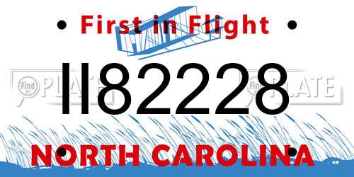 II82228 North Carolina License Plate
