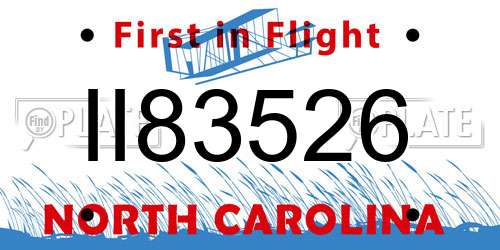 II83526 North Carolina License Plate