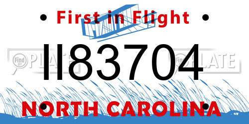 II83704 North Carolina License Plate