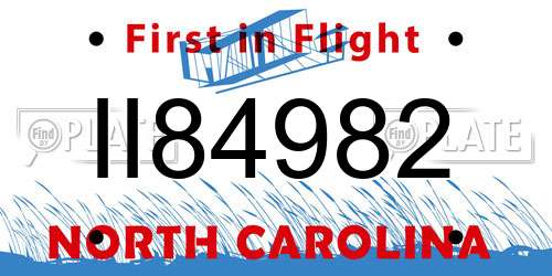 II84982 North Carolina License Plate