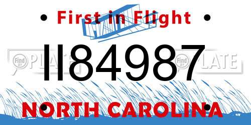 II84987 North Carolina License Plate