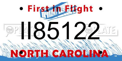 II85122 North Carolina License Plate