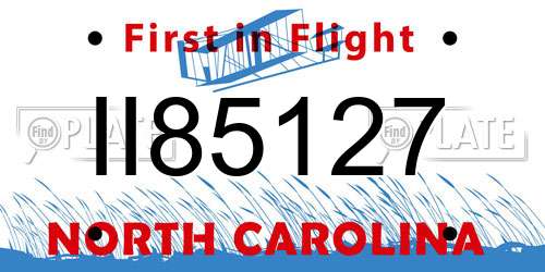 II85127 North Carolina License Plate