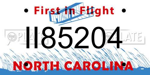 II85204 North Carolina License Plate