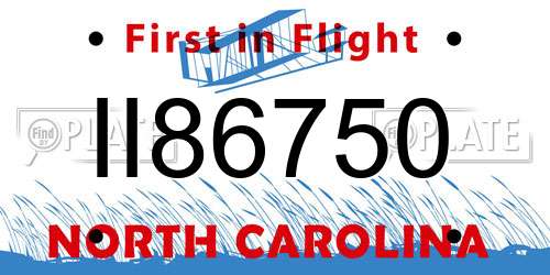 II86750 North Carolina License Plate