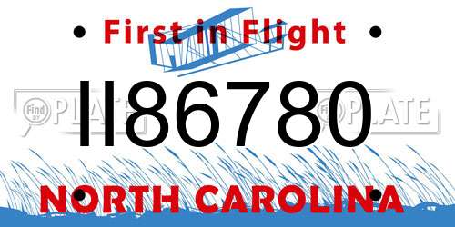 II86780 North Carolina License Plate