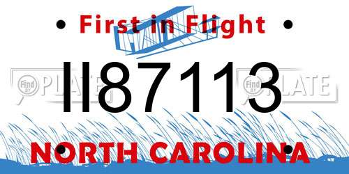 II87113 North Carolina License Plate