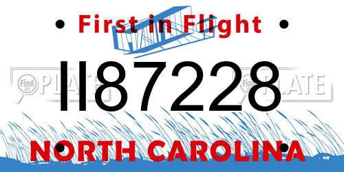 II87228 North Carolina License Plate