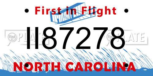 II87278 North Carolina License Plate