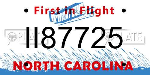 II87725 North Carolina License Plate