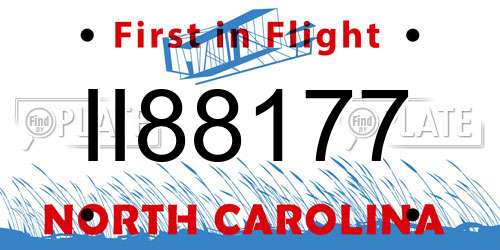 II88177 North Carolina License Plate