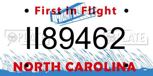 II89462 North Carolina License Plate