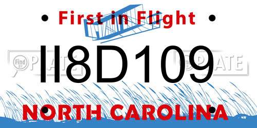 II8D109 North Carolina License Plate