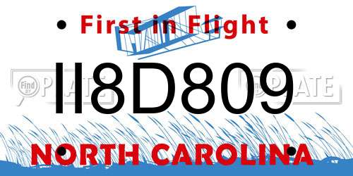 II8D809 North Carolina License Plate