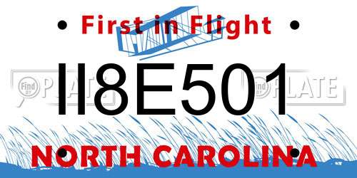 II8E501 North Carolina License Plate