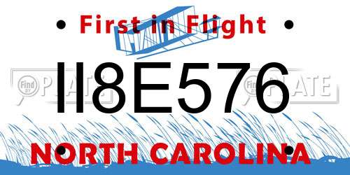 II8E576 North Carolina License Plate