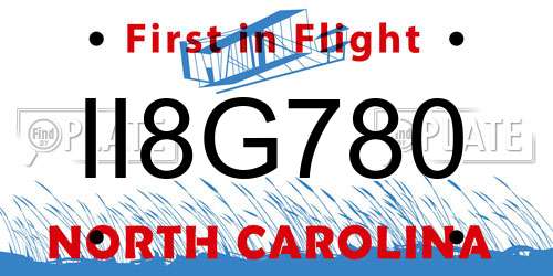 II8G780 North Carolina License Plate