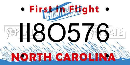 II8O576 North Carolina License Plate