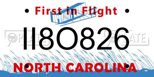 II8O826 North Carolina License Plate