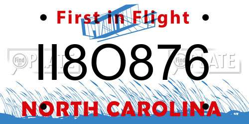 II8O876 North Carolina License Plate