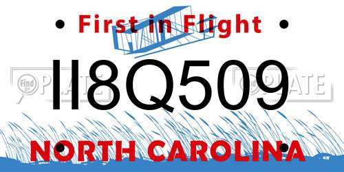 II8Q509 North Carolina License Plate