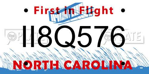 II8Q576 North Carolina License Plate