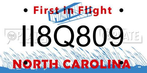 II8Q809 North Carolina License Plate
