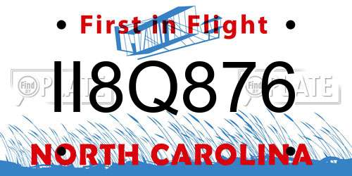 II8Q876 North Carolina License Plate