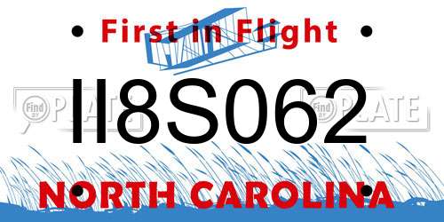 II8S062 North Carolina License Plate