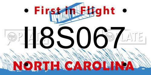 II8S067 North Carolina License Plate